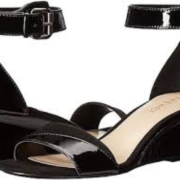 Nine West Black Minimalist Sandals with Sleek Wedge size 11 - Picture 1 of 7
